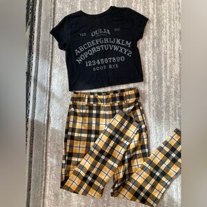 Forever 21 Yellow and Black Plaid Pants